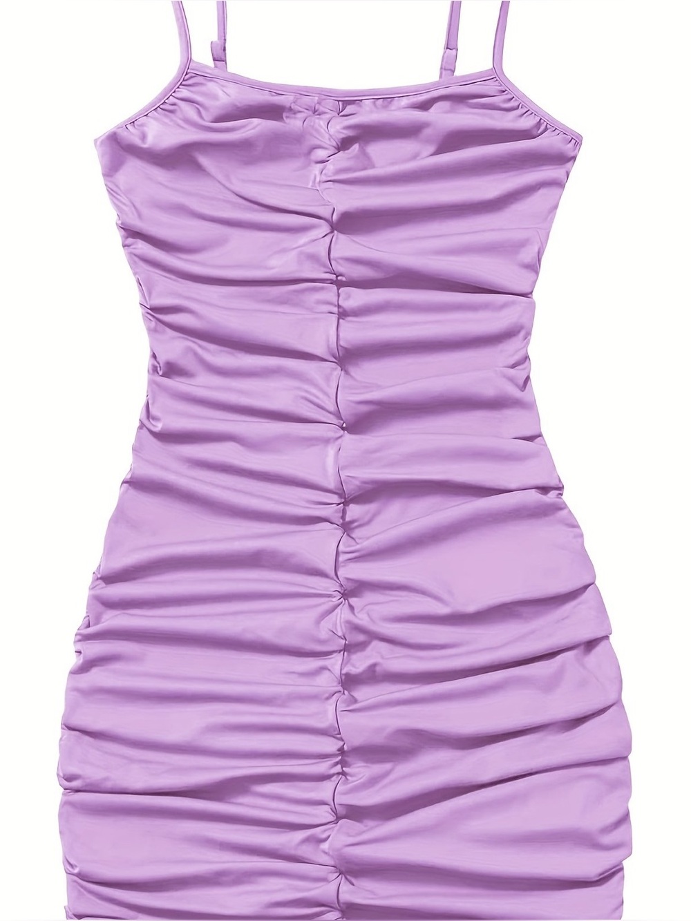 Ruched Purple Spaghetti Strap Mini Dress